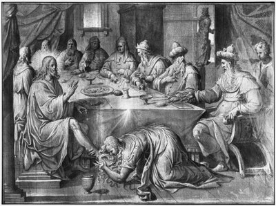 Life of Christ, the Meal at the House of Simon the Pharisee, Preparatory Study of Tapestry Cartoon for the Church Saint-Merri in Paris, c.1585-90 by Henri Lerambert